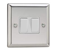 Varilight XC2W Rocker Switches 2 Gang Mirror Chrome White