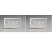 Varilight XC93W Rocker Switches White 3 Gang Mirror Chrome, 91x150x25mm (Pack of 2)