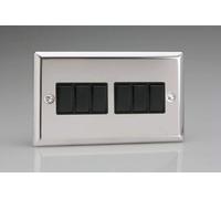 Varilight Xc96B Rocker Switches 6 Gang Mirror Chrome Black