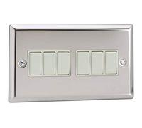Varilight XC96W Rocker Switches White 6 Gang Mirror Chrome