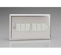 Varilight Xc96W Rocker Switches White 6 Gang Mirror Chrome