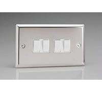Varilight XC9W Rocker Switches White 4 Gang Mirror Chrome
