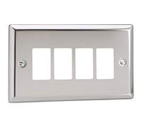 Varilight XCPGY4 Classic Mirror Chrome 4 Gang PowerGrid Plate (Twin Plate)