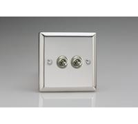 Varilight XCT71 Intermediate & 2-Way Toggle Switch, 10A, 2-Gang, Classic Mirror Chrome