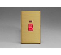 Varilight XDB45NS Screwless Brushed Brass 45A DP Cooker Switch Vertical Twin Plate + Neon