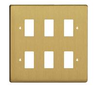 Varilight XDBPG6 PowerGrid Brushed Brass 6 Gang Grid Plate (Double Twin Plate)