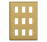 Varilight XDBPG9 PowerGrid Brushed Brass 9-Gang Grid Plate (Triple Twin Plate)