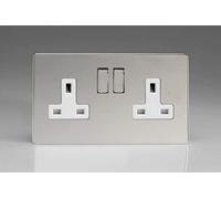 Varilight - 2 Gang 13 Amp DoubleSwitched Socket Dimension Screwless Chrome - XDC5WS