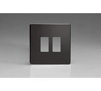 Varilight XDLPGY2S Screwless Premium Black 2 Gang Grid Plate (Single Plate)