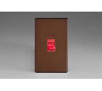 Varilight XDM45NS Screwless Mocha 45A DP Cooker Switch Vertical Twin Plate + Neon