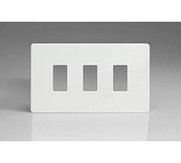 Varilight XDQPGY3S Screwless Premium White 3 Gang PowerGrid Plate (Twin Plate)