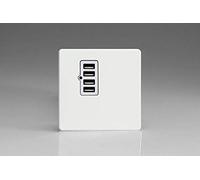 Varilight XDQU4WS Screwless Premium White 4 Gang 5V DC 4800mA USB Charging Port (Single Plate)