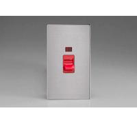 Varilight XDS45NS Screwless Brushed Steel 45A DP Cooker Switch Vertical Twin Plate + Neon in Grey Varilight Grey
