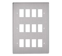 Varilight XDSPG12 PowerGrid Brushed Steel 12 Gang Grid Plate (Triple Twin Plate)