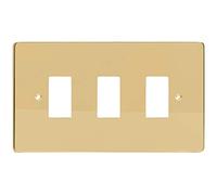 Varilight XDVPG3 PowerGrid Polished Brass 3 Gang Grid Plate (Twin Plate)