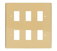 Varilight XDVPG6 PowerGrid Polished Brass 6 Gang Grid Plate (Double Twin Plate)
