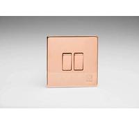 Varilight XDY2S.AC Screwless Antimicrobial Copper 2 Gang 10A 1 or 2 Way Rocker Light Switch
