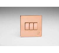 Varilight XDY3S.AC Screwless Antimicrobial Copper 3 Gang 10A 1 or 2 Way Rocker Light Switch