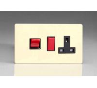 Varilight Xdy45Pnbs.pd Screwless Primed 45A Dp Cooker Switch + 13A Switched Socket