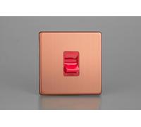 Varilight XDY45SS.BC 45A Cooker Switch, Urban Screwless Brushed Copper + Red Insert