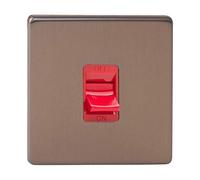 Varilight XDY45SS.BZ Screwless Brushed Bronze 45A DP Cooker Switch Single Plate