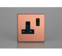 Varilight XDY4BS.BC 13A Socket, 2 Pole, Urban Screwless Brushed Copper + Iridium/Black Insert