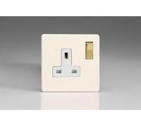 Varilight XDY4VWS.PD 13A Socket, 2 Pole, Screwless Primed + Brass/White Insert
