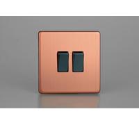 Varilight XDY77S.BC Double Intermediate Light Switch, 10A, 2-Gang, Urban screwless Brushed Copper