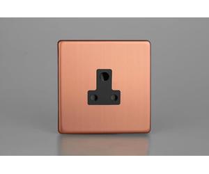 Varilight XDYRP5ABS.BC 5A Round Pin Socket, Urban Screwless Brushed Copper + Black Insert