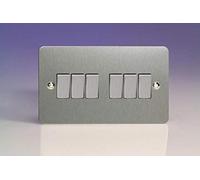 Varilight XFS96D 6 Gang 10A 1 Or 2 Way Rocker Switch In Brushed Steel