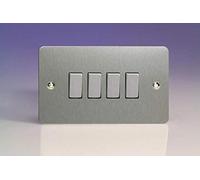 Varilight XFS9D 4 Gang 10A 1 Or 2 Way Rocker Switch In Brushed Steel
