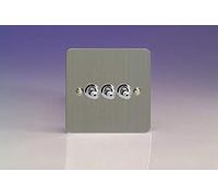 Varilight XFST3 3 Gang 10A 1 Or 2 Way Toggle Switch In Brushed Steel