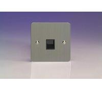 Varilight XFSTSB 1 Gang Telephone Slave Socket In Brushed Steel With Black Insert