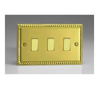 Varilight XG93D Wall Light Switch, Georgian Brass in Yellow Varilight Yellow