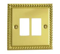 Varilight Xgpgy2 Georgian Polished Brass 2-Gang Grid Plate (Single Plate)