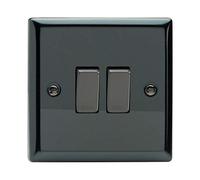 Varilight XI2D Rocker Switches 2 Gang Iridium Black Chrome