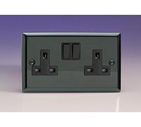 Varilight XI5B 13A Switched Socket 2 Gang Iridium Black Black