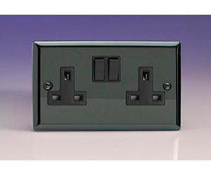Varilight XI5B 13A Switched Socket 2 Gang Iridium Black Black