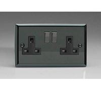 Varilight XI5DB 13A Switched Socket 2 Gang Black Iridium Black,91x150x31mm
