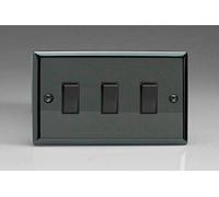 Varilight XI93B Rocker Switches Black 3 Gang Iridium Black