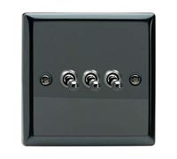 Varilight XIT3 Toggle Switches Iridium Black 3 Gang