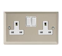 Varilight XN5W 13A Switched Socket Satin White 2 Gang