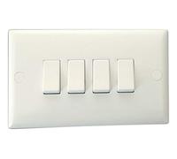 Varilight XO9W Value Polar White 4 Gang 10A 1 or 2 Way Rocker Light Switch
