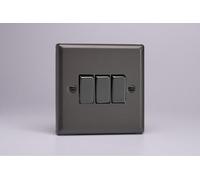 Varilight XP3D Triple Light Switch, 10A, 3-Gang, 2-Way, Classic Graphite 21 + Iridium Insert