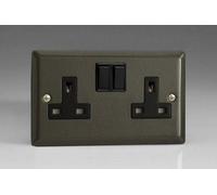 Varilight Xp5B 13A Switched Socket Graphite Black 2-Gang