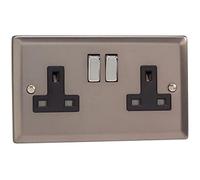Varilight XR5DB 13A Switched Socket 2 Gang Black Pewter