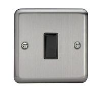 Varilight Rocker Switch XS1B – Single 2-Way 1-Gang, Matt Chrome with Black Rocker, 86x86x25mm