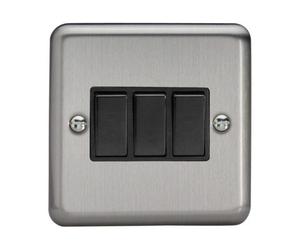 Varilight Xs3B Rocker Switches 3 Gang Black