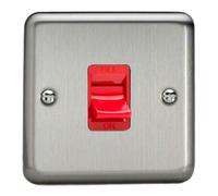 Varilight Xs45S 45 Amp Double Pole Switch 1 Gang Matt Chrome