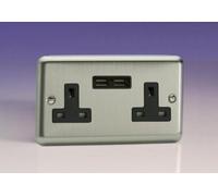 Varilight Xs5U2B 13A Socket 2-Gang With Usb Black